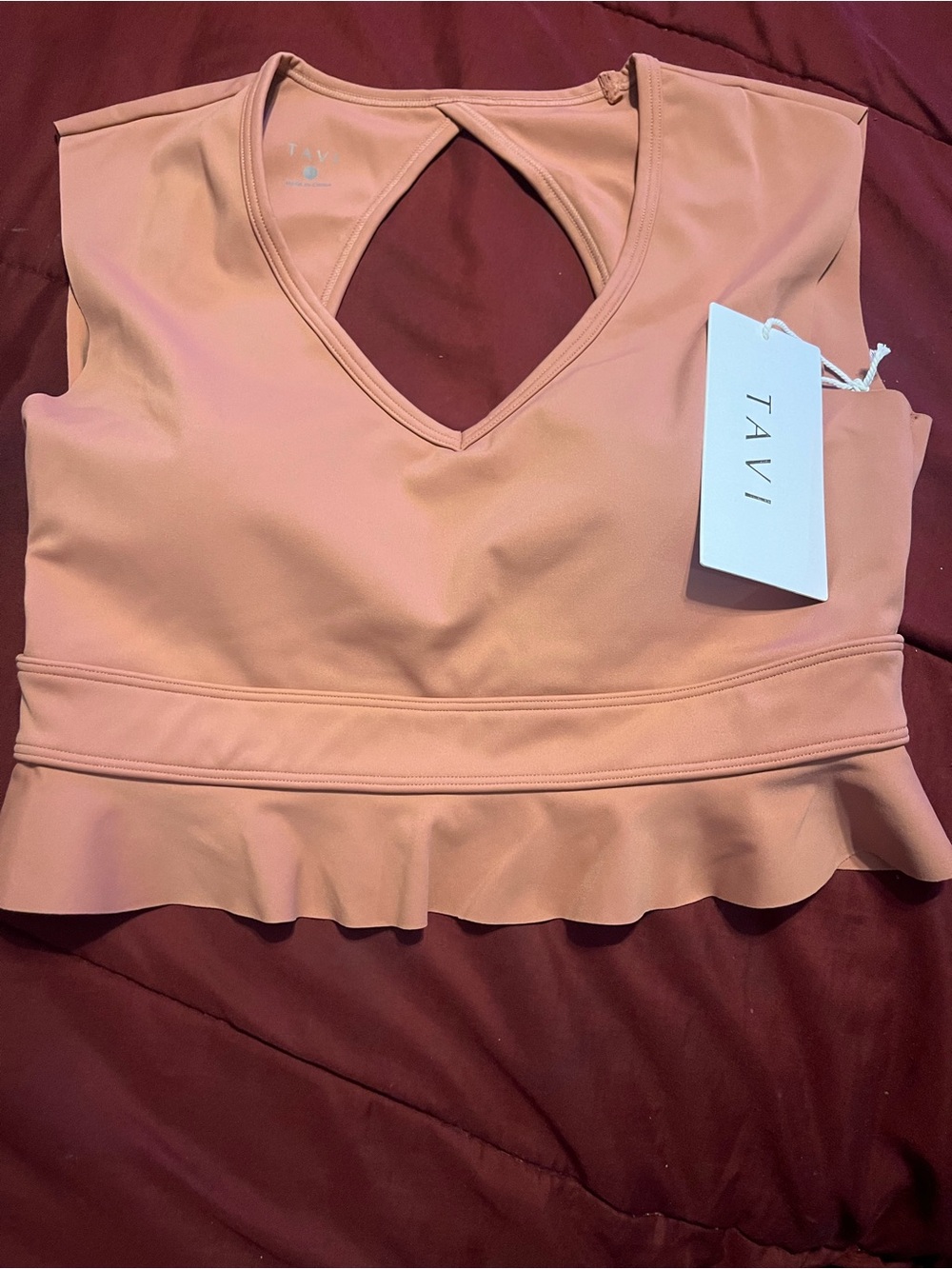 Tavi Women's Peach Peplum V-Neck Tank Top